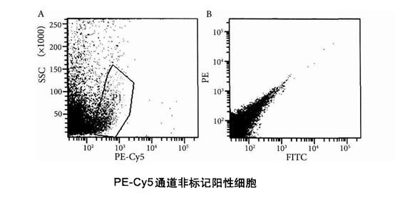 PE-Cy5通道非标记阳性细胞